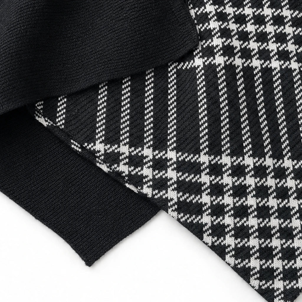 Plaidelle – Asymmetric Plaid Panel Knit Sweater