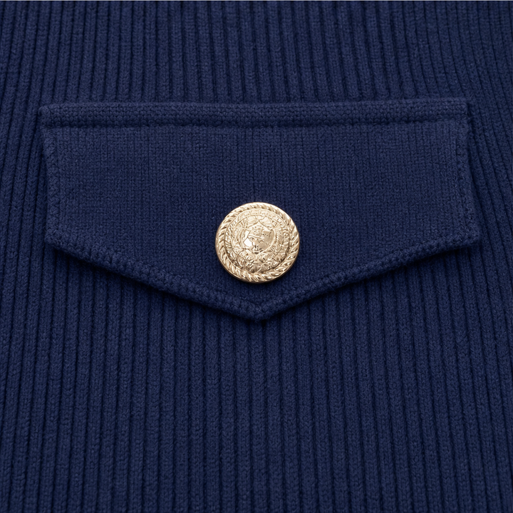 Lacedelle – Ribbed Lace-Up V-Neck Gold-Detail Top