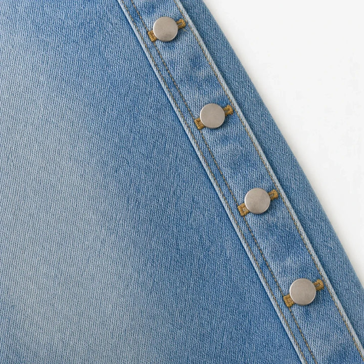 Sidebelle – Asymmetrical Button Wide-Leg Jeans