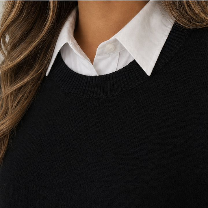 Averlyn – Layered Mock Shirt Collar Crewneck Sweatshirt