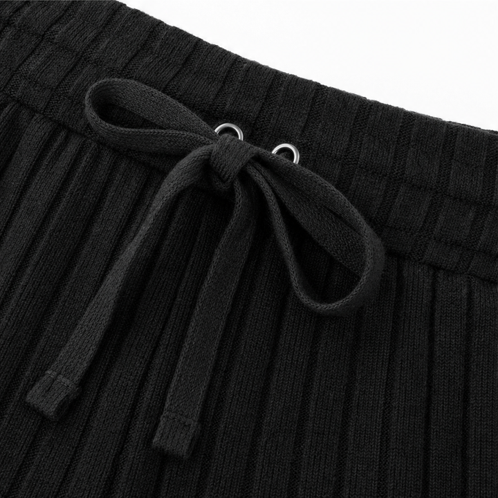 Ribbella – Ribbed-Knit Top And Straight-Leg Pants Set