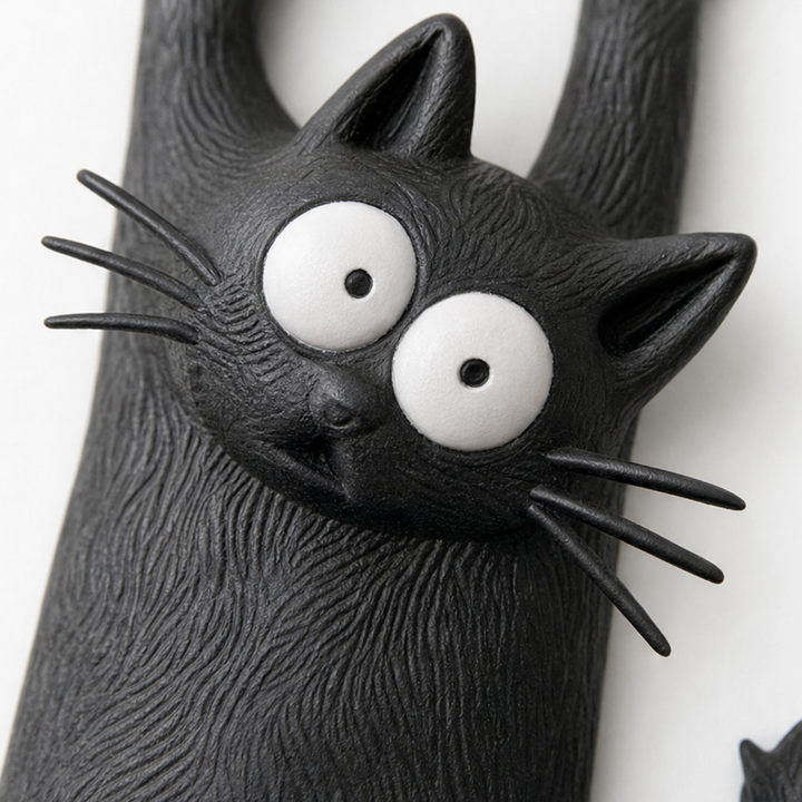 Fridge Pouncer – Hanging Black Cat Refrigerator Magnet