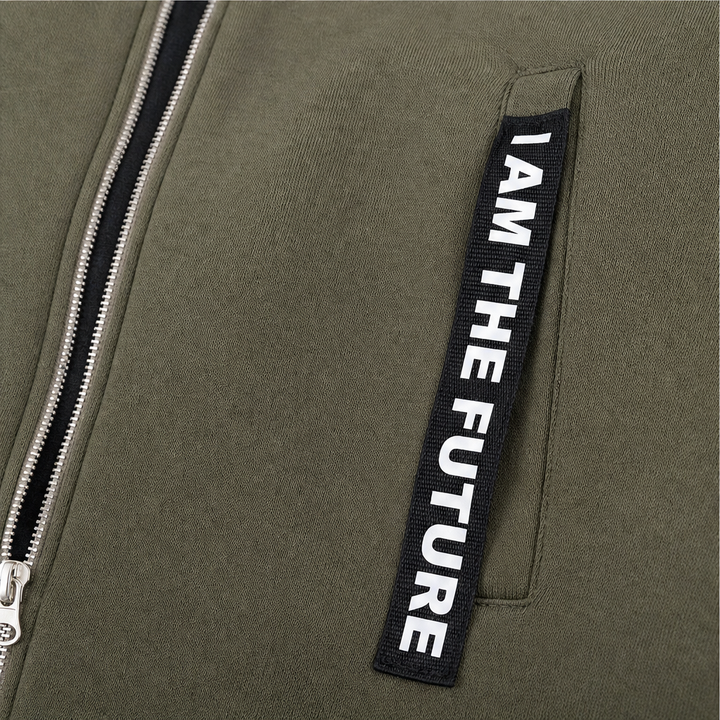 Duskmere – Knee-Length Hooded Zip Sweatshirt Coat