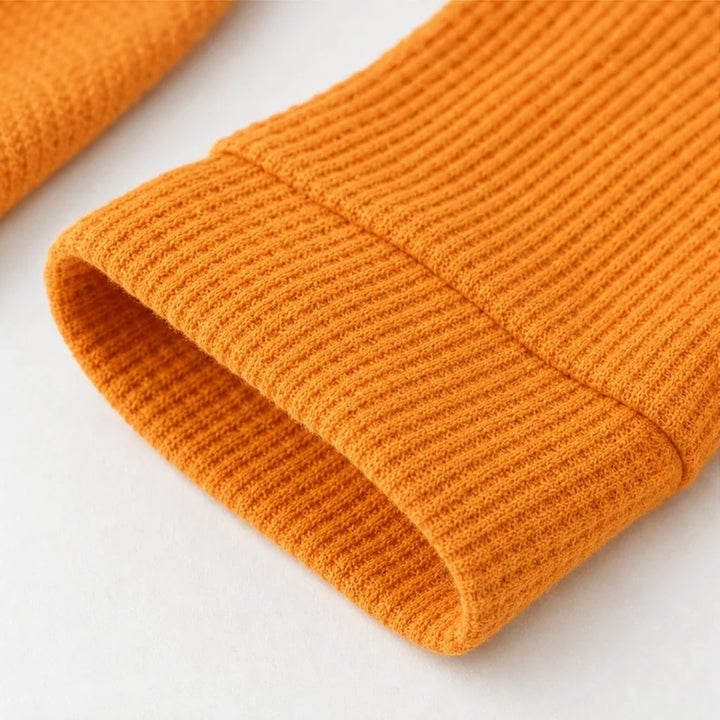 Autumnelle – Waffle-Textured Long-Sleeve V-Neck Blouse