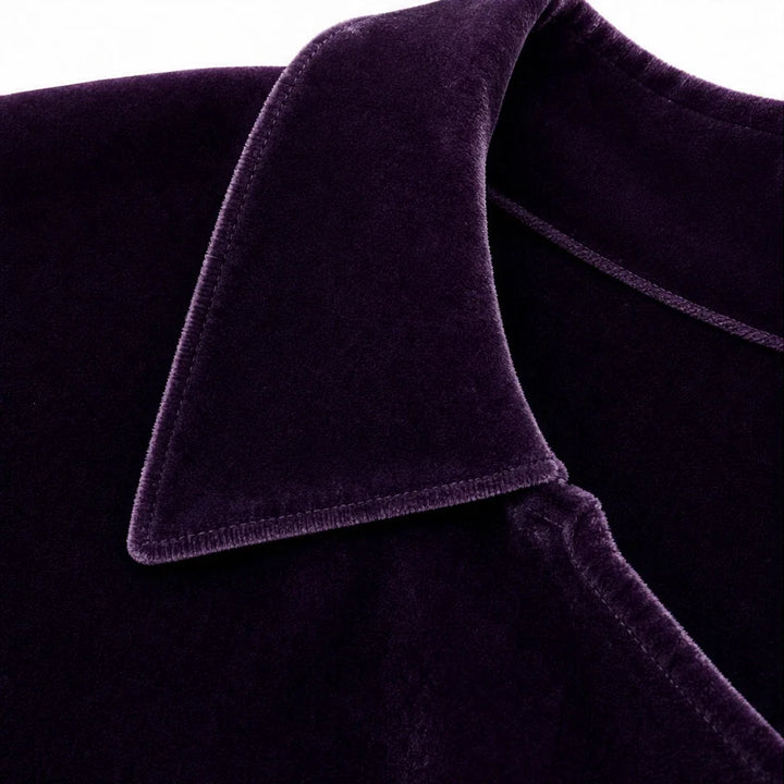Velvara – Gold Button Velvet-Look Blouse