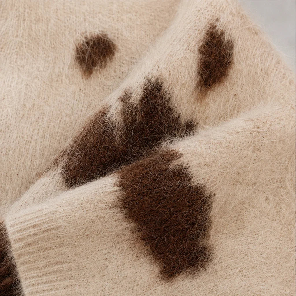 Fringefield – Cow-Print Knit Fringe-Hem Sweater Dress