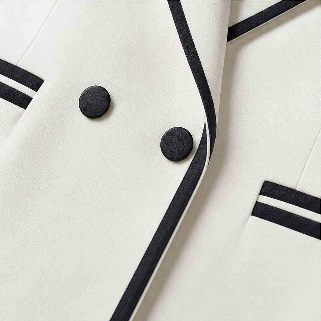 Blancour – Contrast Piping Double-Breasted Suit Set