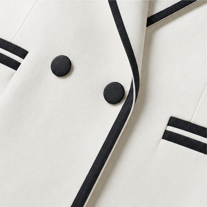 Blancour – Contrast Piping Double-Breasted Suit Set