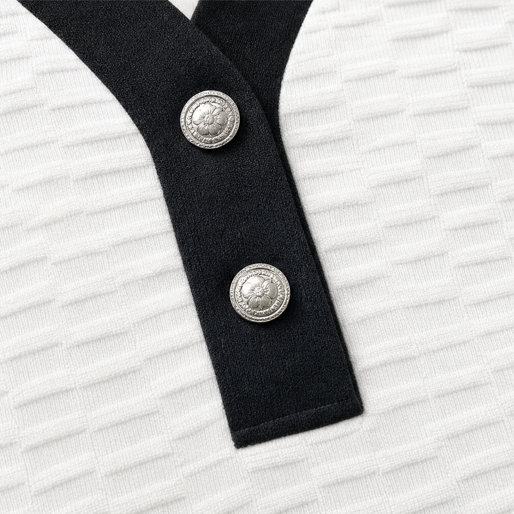 Lineblock – Color-Block Button Placket Knit Top