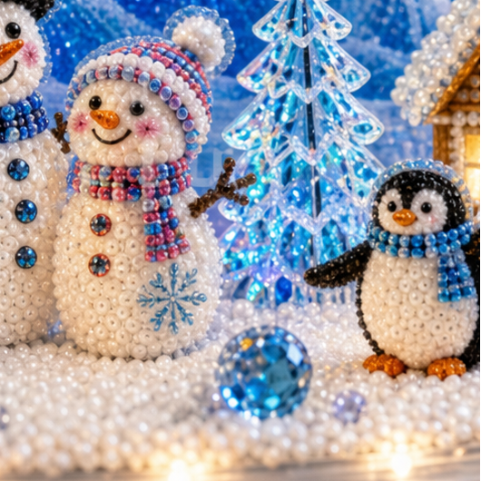 Winterglow Village – Rhinestone And Pearl Christmas Village Kit