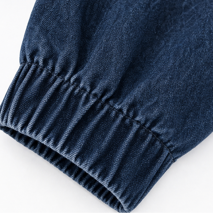 Half-Zip Haven – Washed Denim-Look Half-Zip Pullover