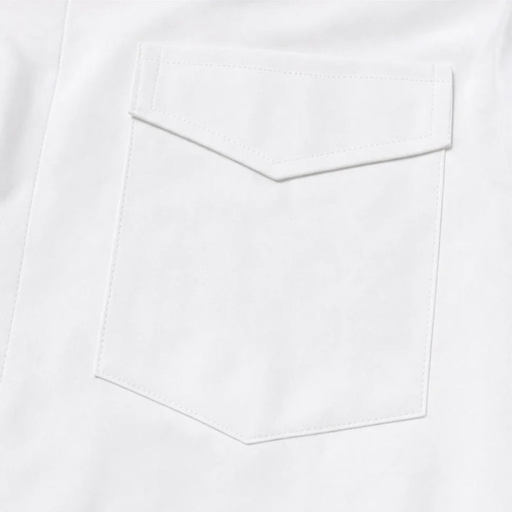 Poise – Dual Flap Pocket Curved Hem Button-Down Shirt