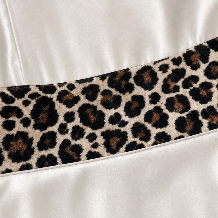 Lunavia – Leopard-Panel Satin-Look Midi Dress