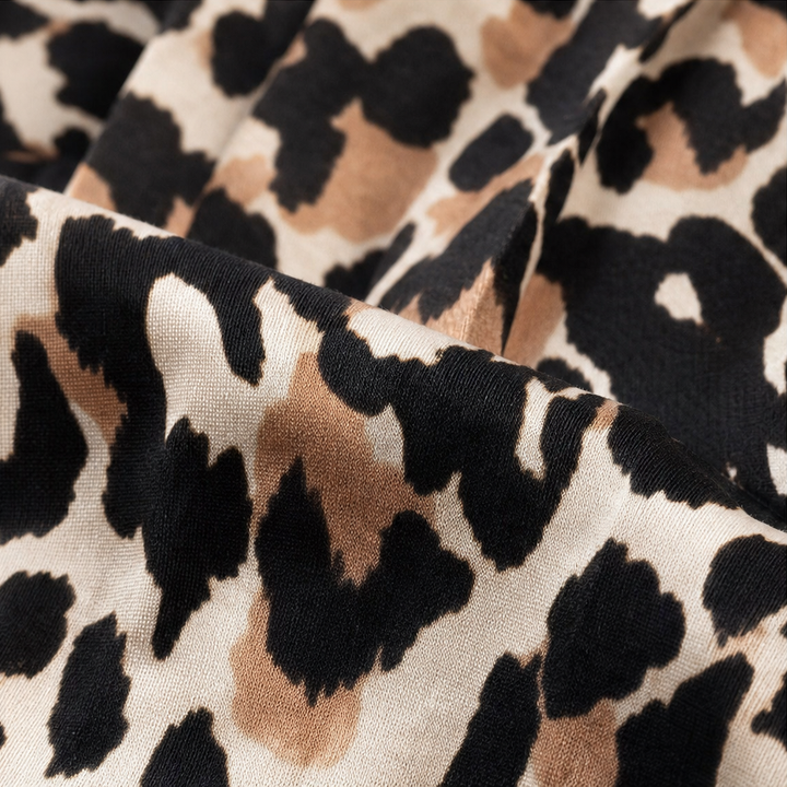 Wearleta – Leopard Contrast-Sleeve Ruffle Peplum Blouse