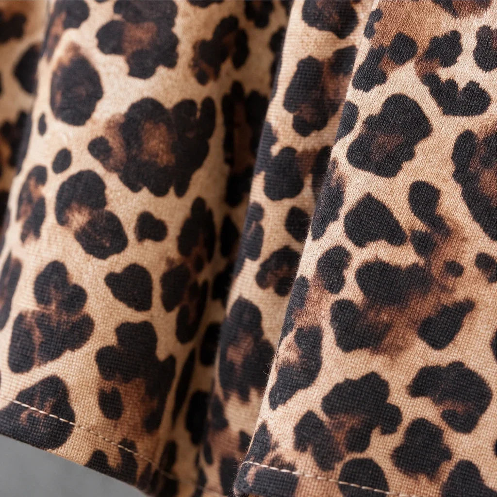 Leopard Muse – Leopard-Print Lapel Faux Two-Piece Dress