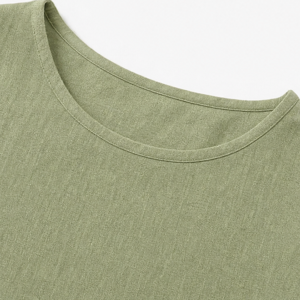 Lunalin – Side-Button Relaxed-Fit Linen Blend Top