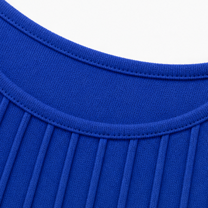 Pleatwell – Vertical Pleated Round-Neck Top
