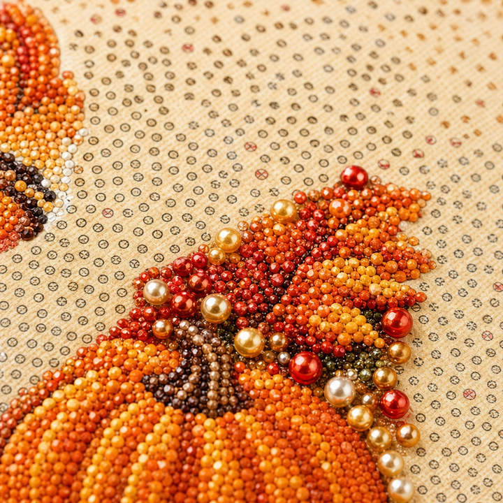 Duskbead – Pearl-Look Bead Pumpkin & Squirrel Diamond Art Kit