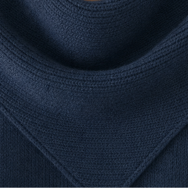 Collarvie – Draped Open-Collar Cowl Neck Sweater