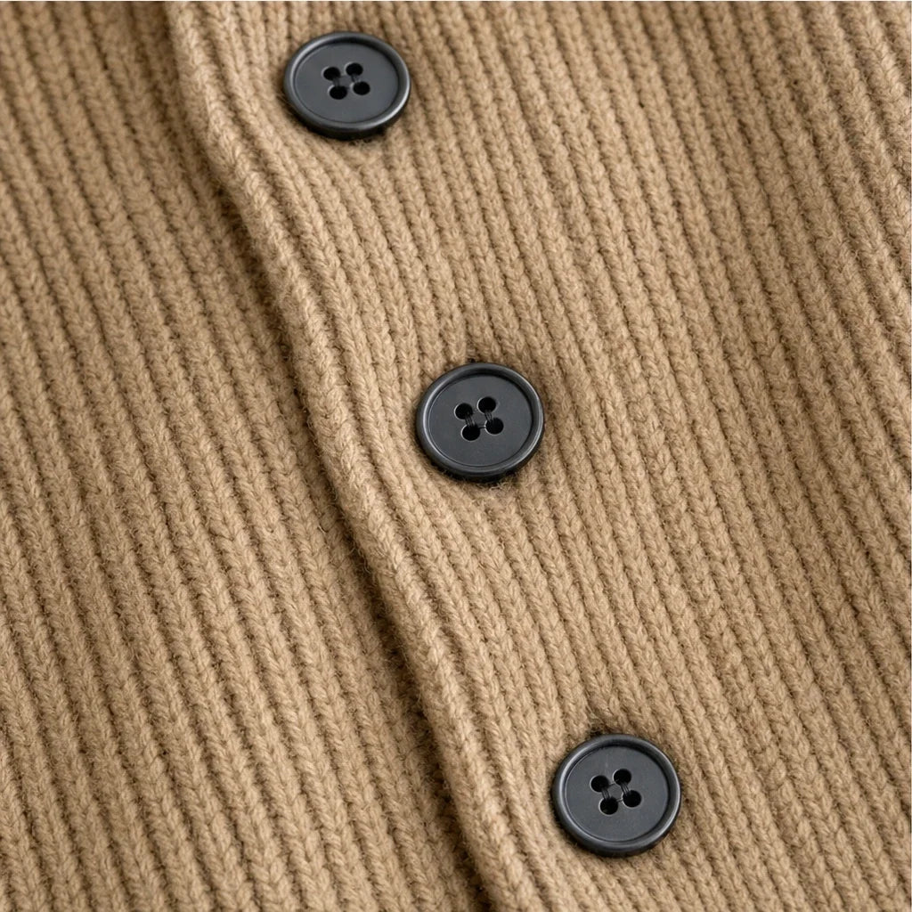 Sorella – Ribbed Asymmetric Button-Front Sweater