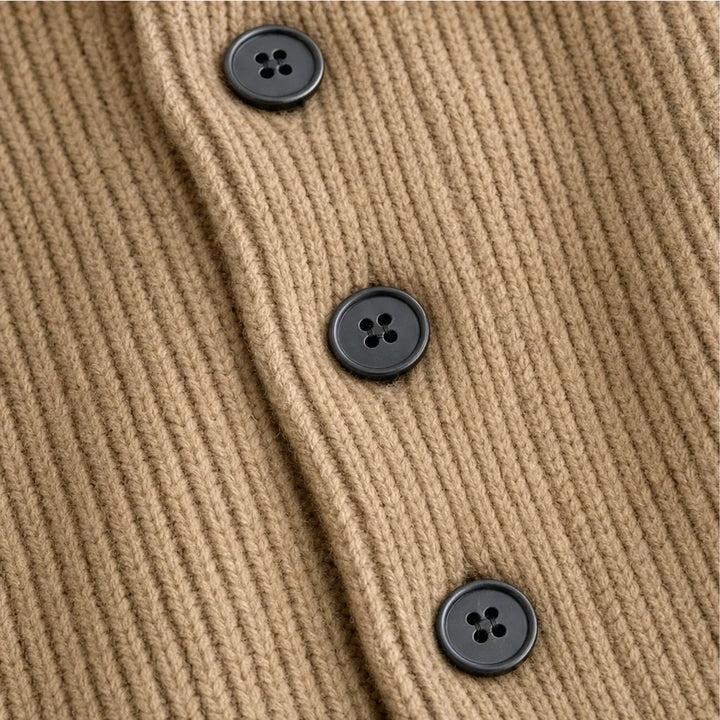 Sorella – Ribbed Asymmetric Button-Front Sweater
