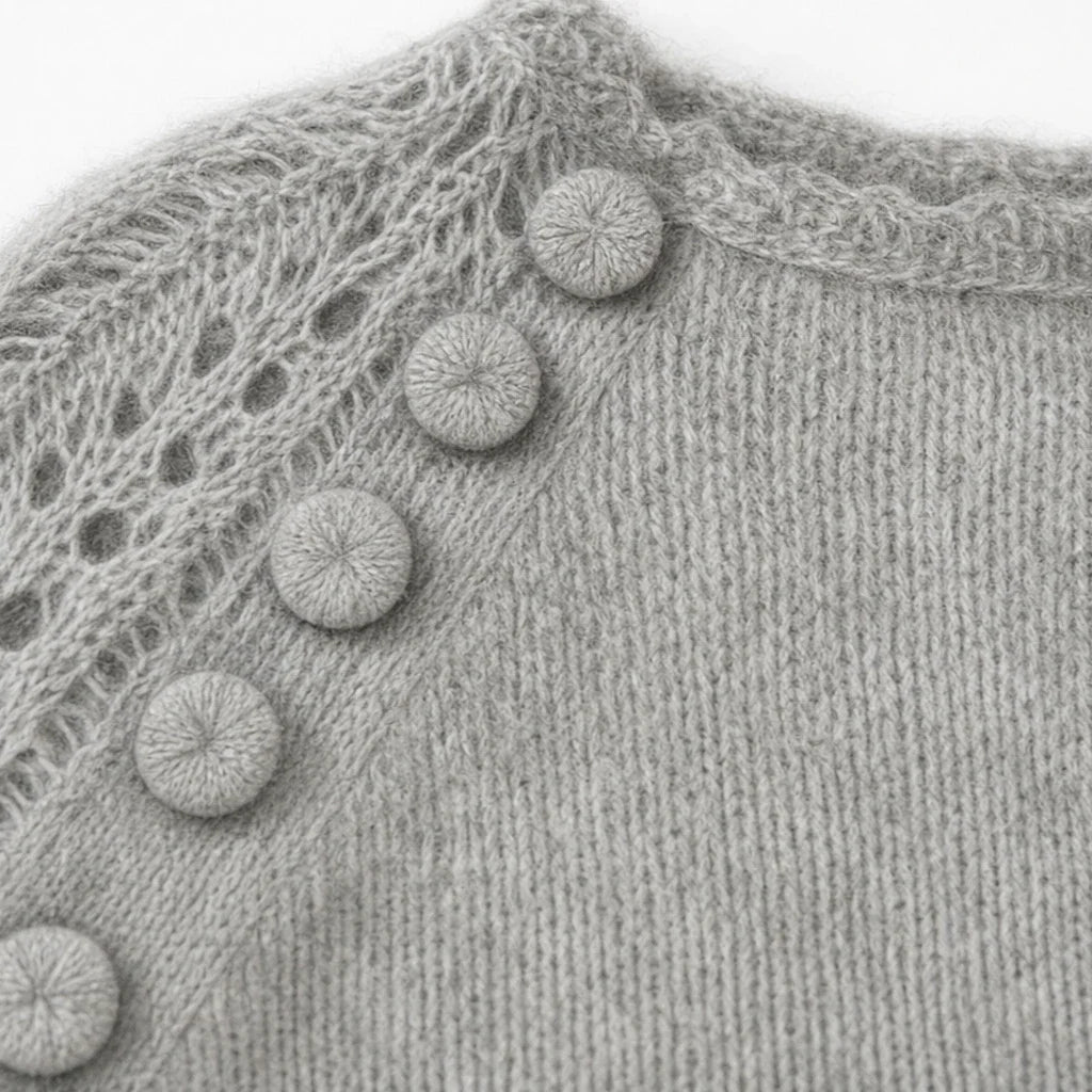 Lunelle – Openwork Knit Lantern Sleeve Sweater
