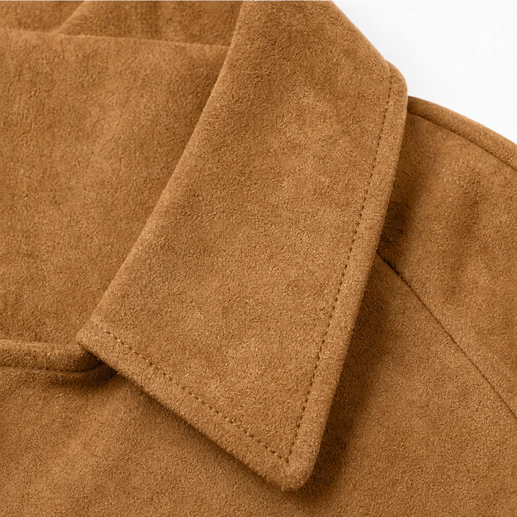 Suedelle – Suede-Feel Relaxed Button-Front Jacket