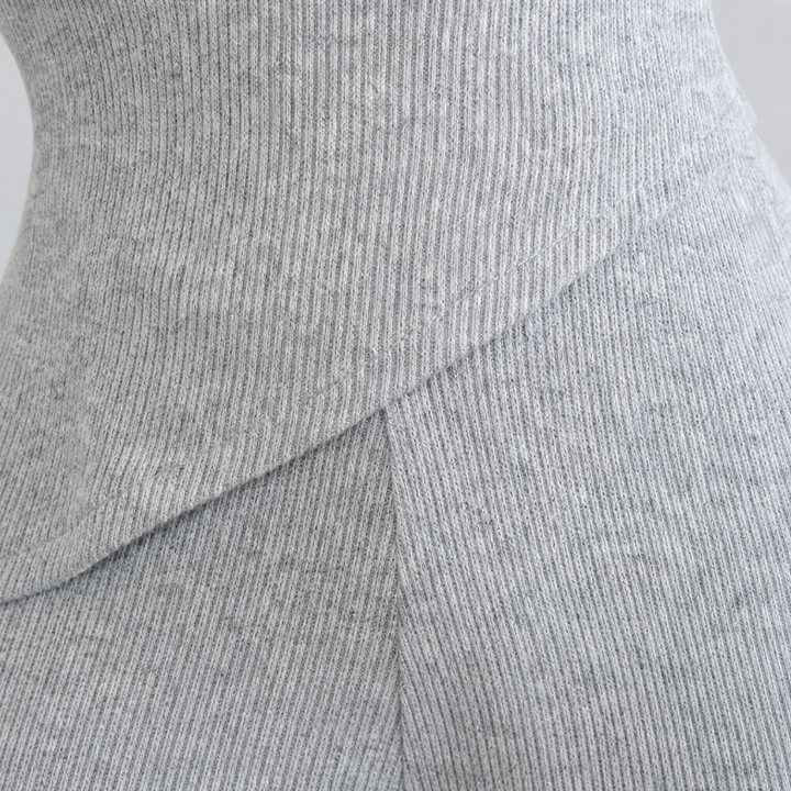 Wearbella – Off-Shoulder Ribbed Knit Top And Wide-Leg Pants Set