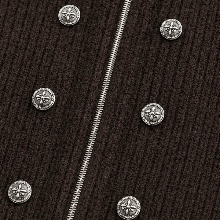 Wearbella – Double-Breasted Stand Collar Knit Cardigan