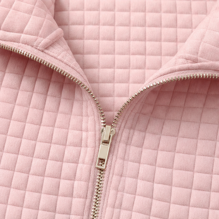 Wearbella – Quilted Structured-Collar Zip Sweater
