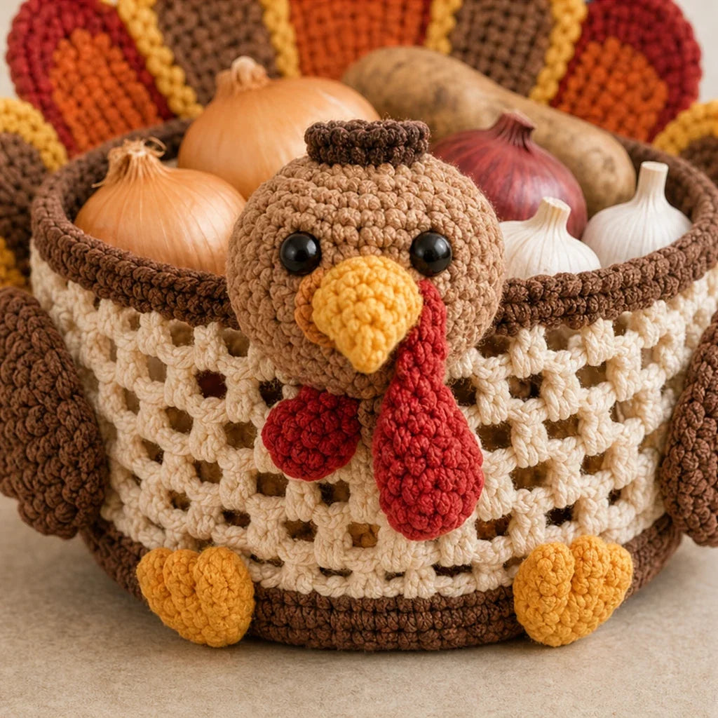 Harvest & Hue – Turkey-Shaped Crochet Basket Kit