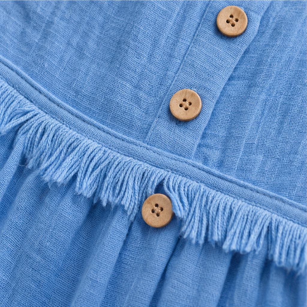 Fringe & Found – Tassel Trim Button-Front Long Sleeve Tunic