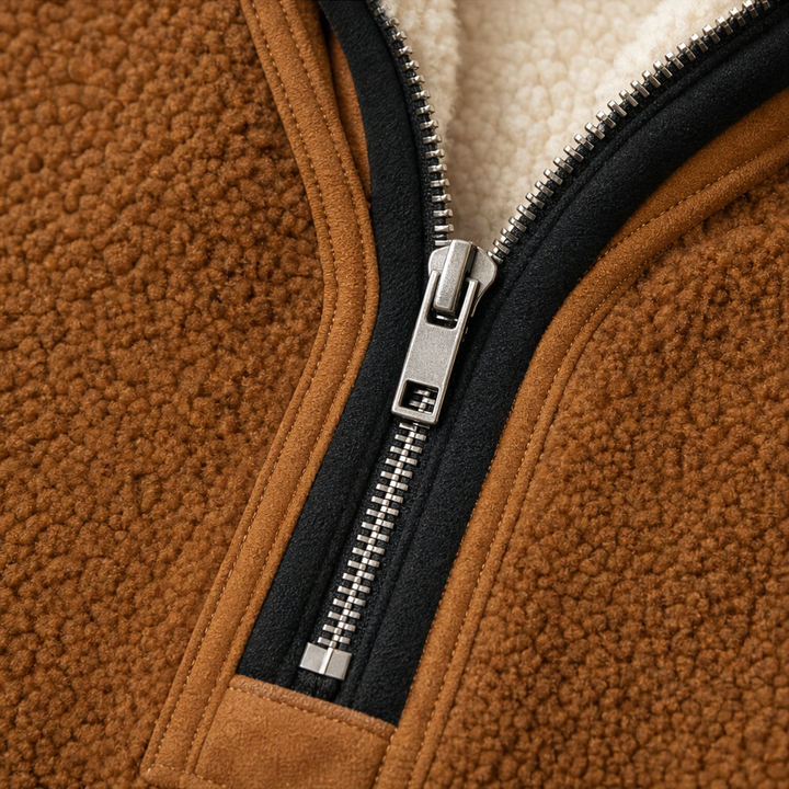 Cozyform – Sherpa Collar Colorblock Half-Zip Pullover