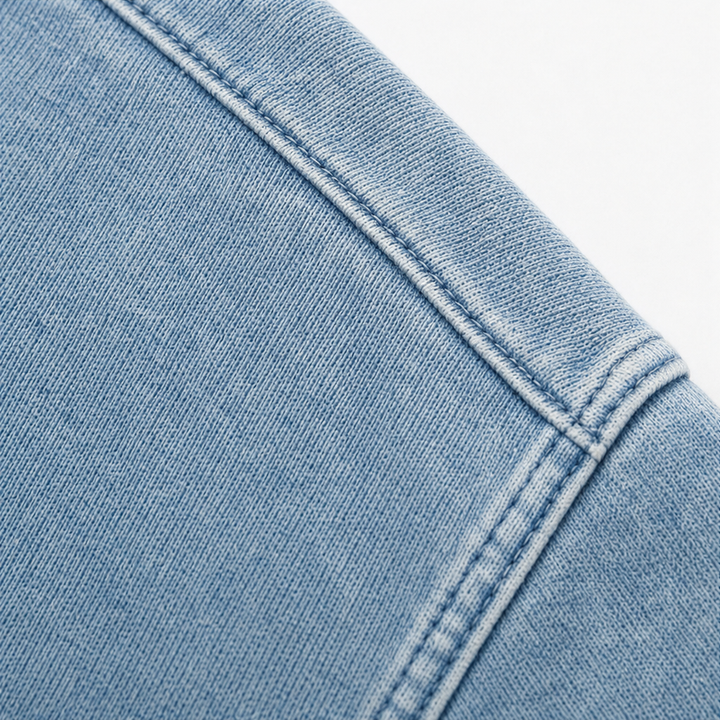 Deniva – Denim-Textured Half-Zip Pullover