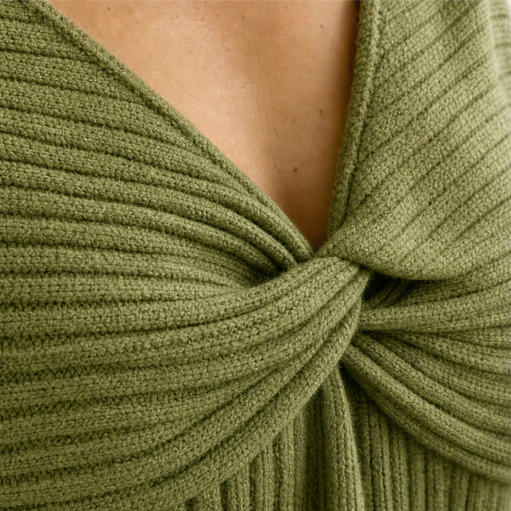 Vellura – Twist-Front Ribbed Knit Top