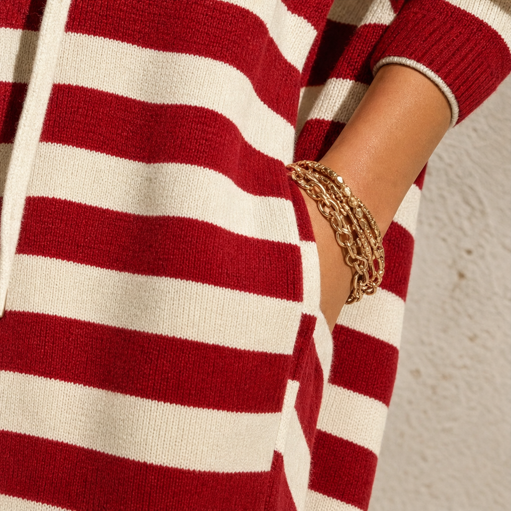 Wearbella – Striped Hooded Maxi Dress