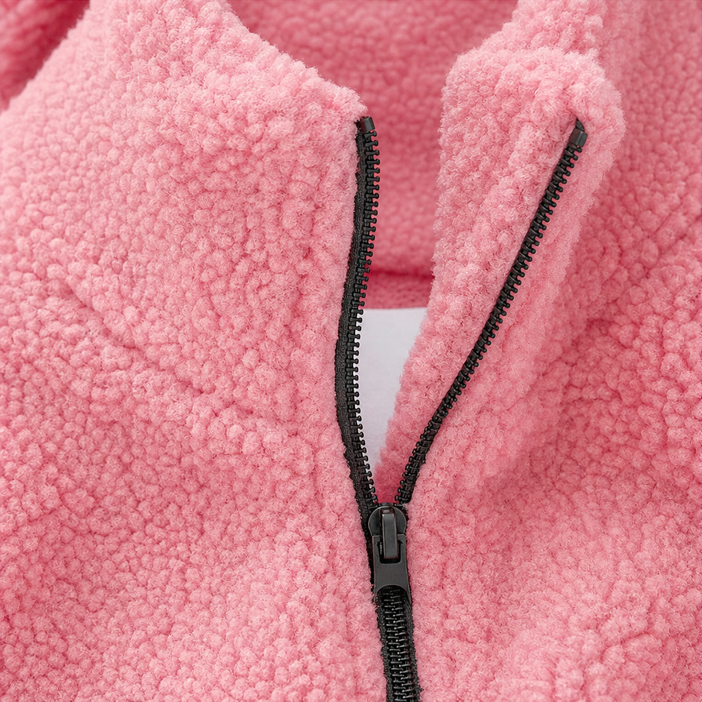 Cozelle – Plush Hooded Oversized Zip-Up Jacket