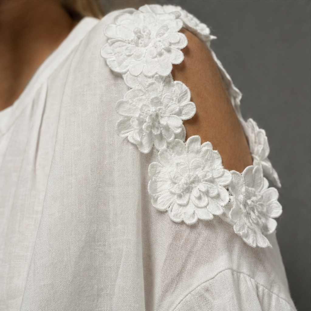 Florenza – 3D Floral Cold-Shoulder Blouse
