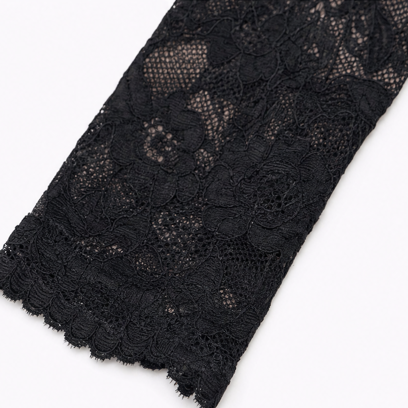 Lacefolie – Scalloped V-Neck Sheer Floral Lace Top