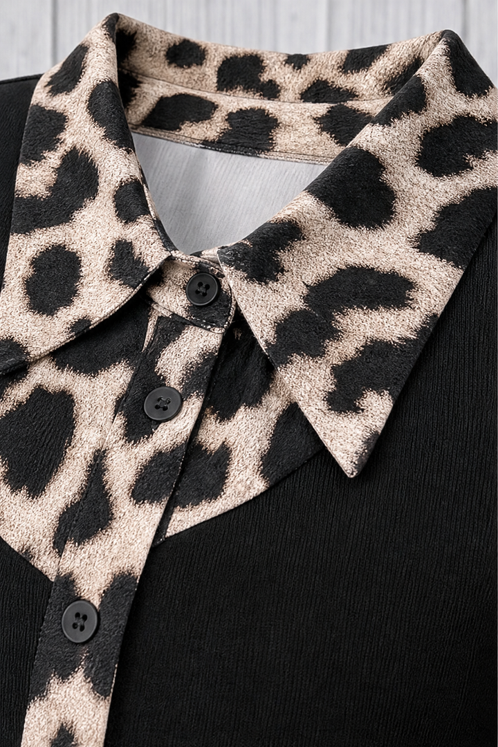 Wearbella – Color-Block Leopard Print Peplum Top