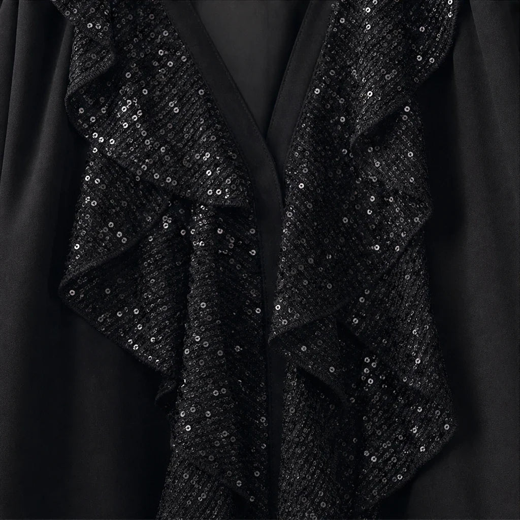 Vellora – Sequin Ruffle V-Neck Blouse