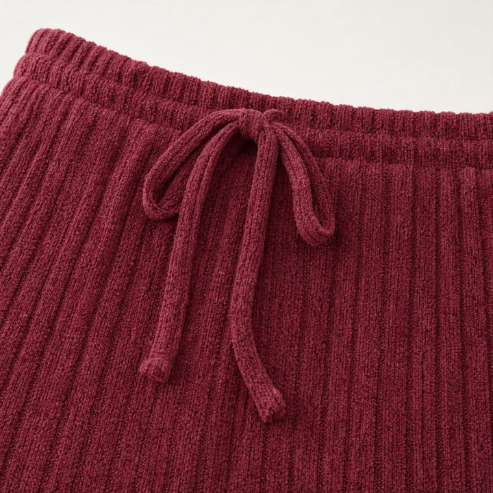Softhaven – Ribbed Drop-Shoulder Sweater And Wide-Leg Pants Set