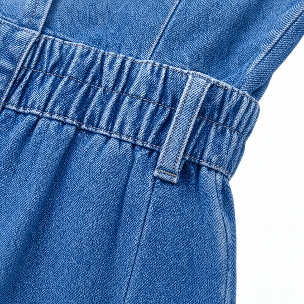 Elara – Wide-Leg Zip-Front Denim Jumpsuit