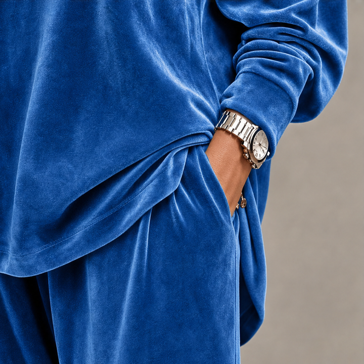 Velvenne – Wide-Leg Velvet-Look Top And Trouser Set