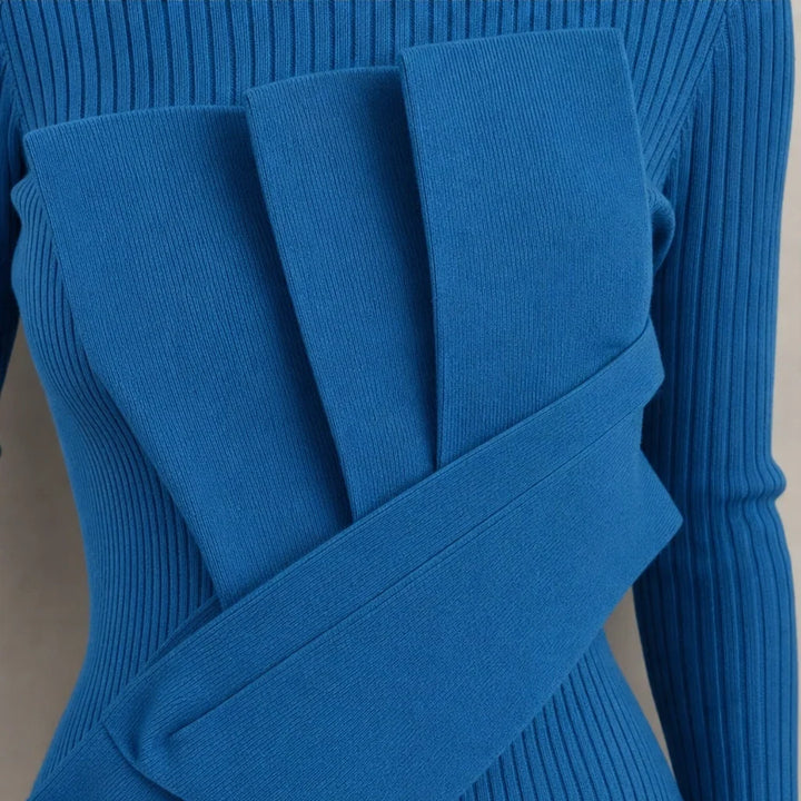 Pleatelle – Pleated Mock-Neck Ribbed Top