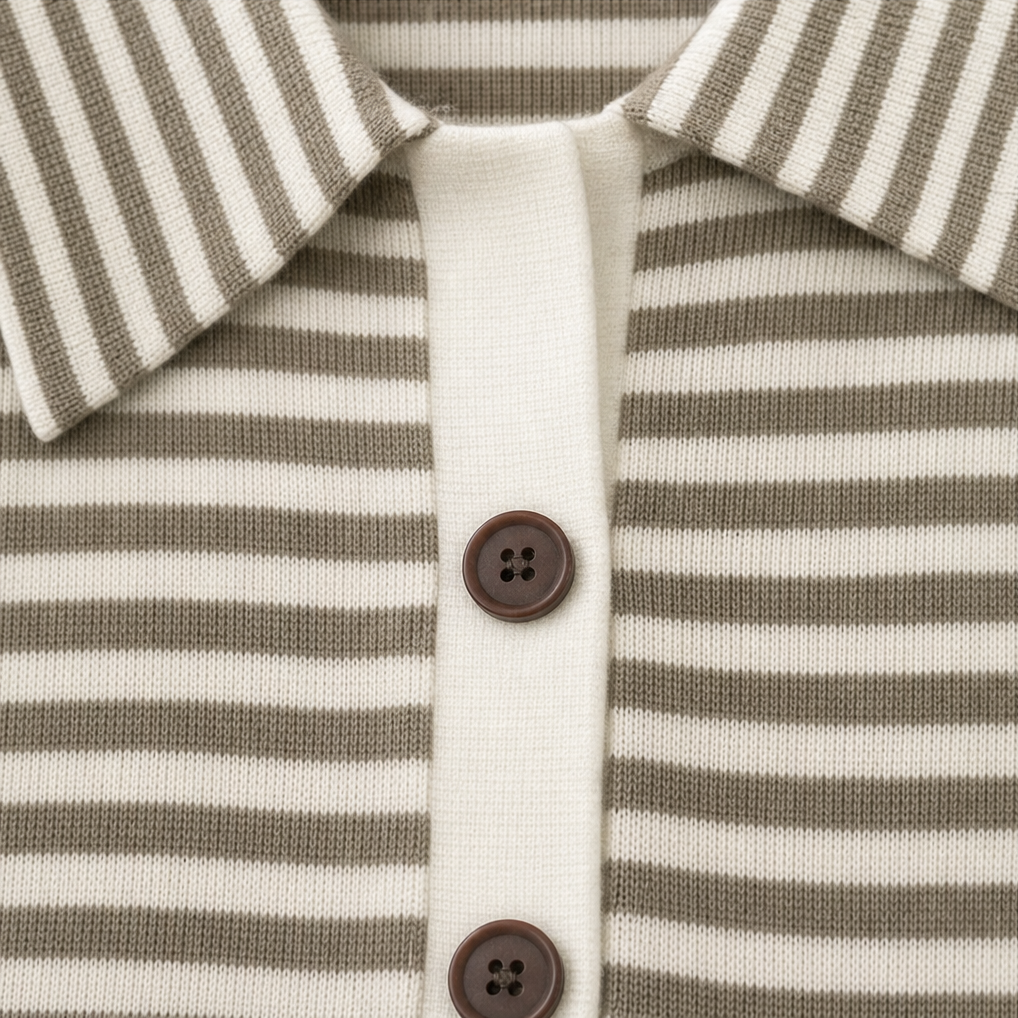 Wearbella – Striped Collared Button-Front Cardigan