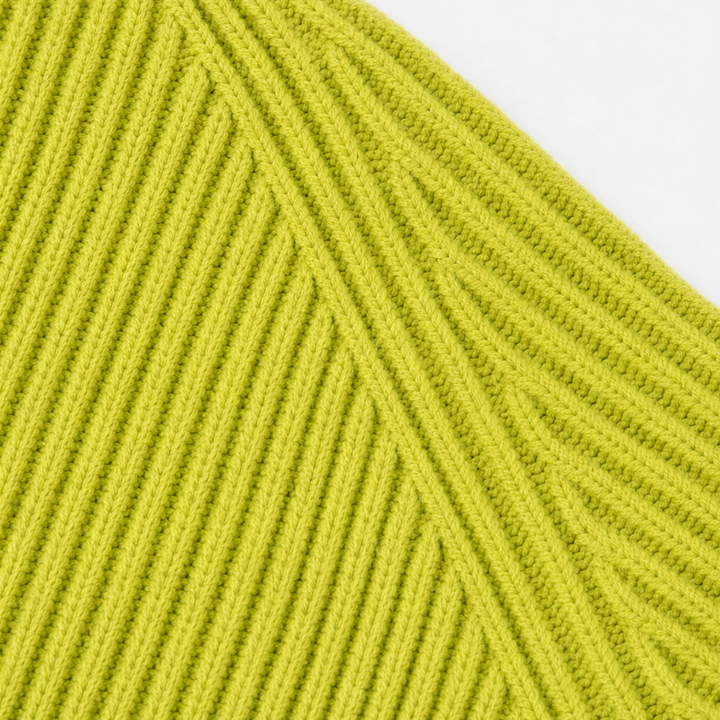 Vivid Muse – Asymmetric High-Neck Knit Sweater
