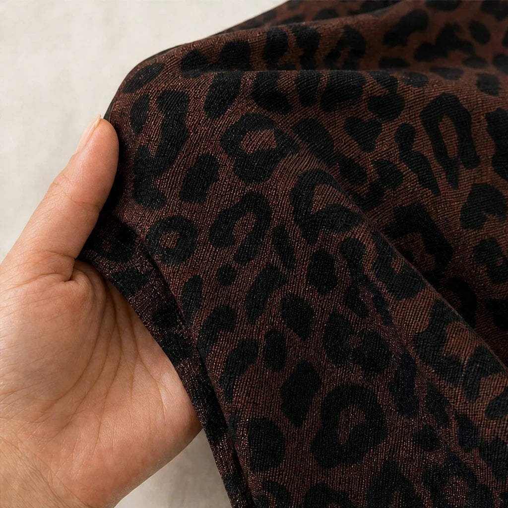 Vespera – Leopard Print Sheer V-Neck Top
