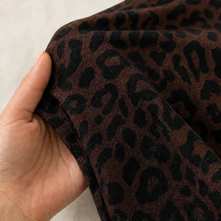 Vespera – Leopard Print Sheer V-Neck Top