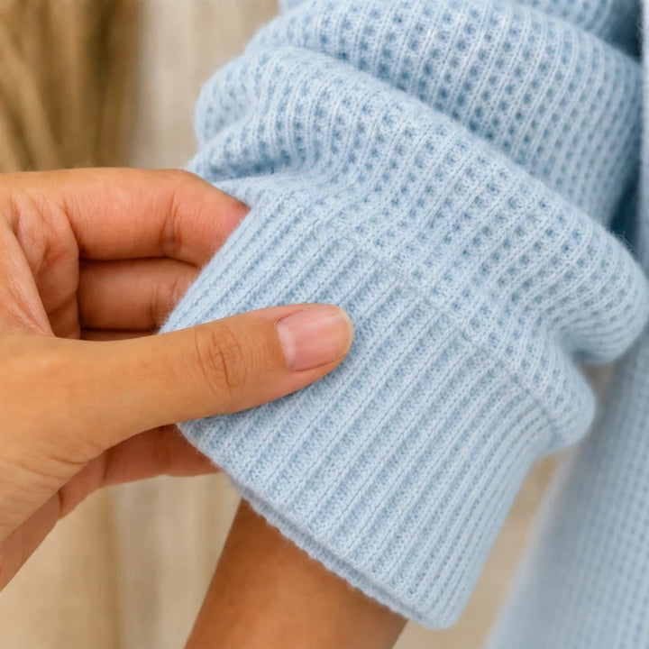 Waffle & Wear – Long-Sleeve Waffle-Knit Tunic Sweater